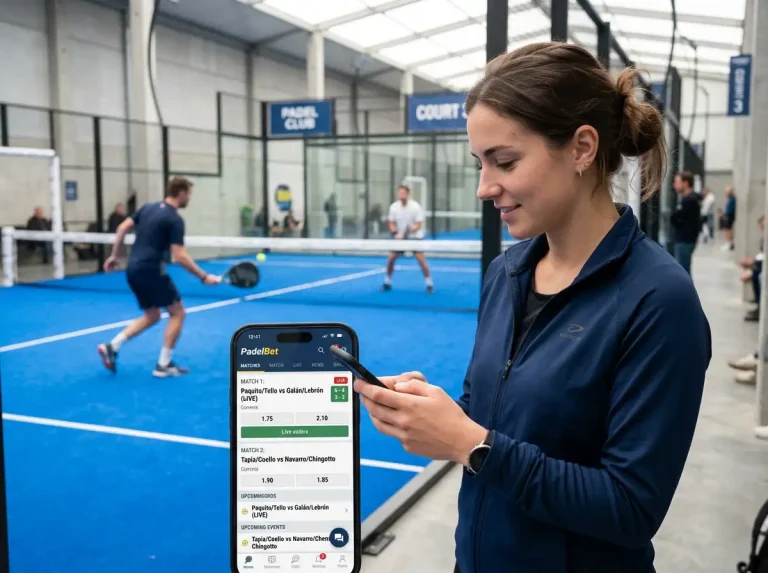 Écran de smartphone affichant des cotes de paris padel, illustrant l'analyse de l'offre d'un bookmaker